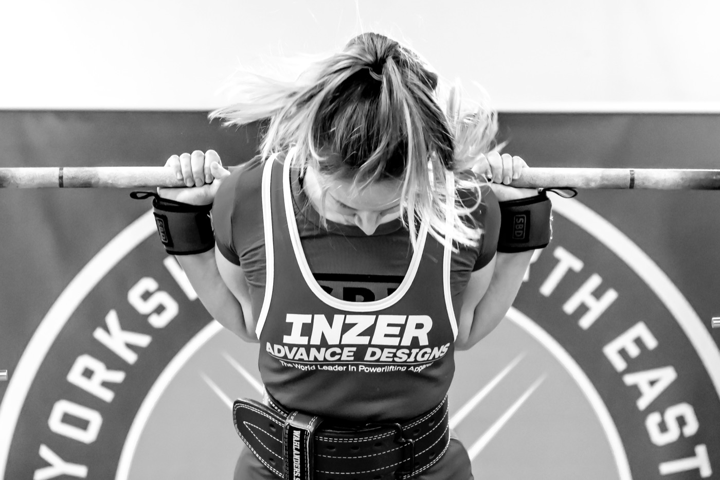 Hollie Johnson powerlifting — competing at a British Powerlifting competition.